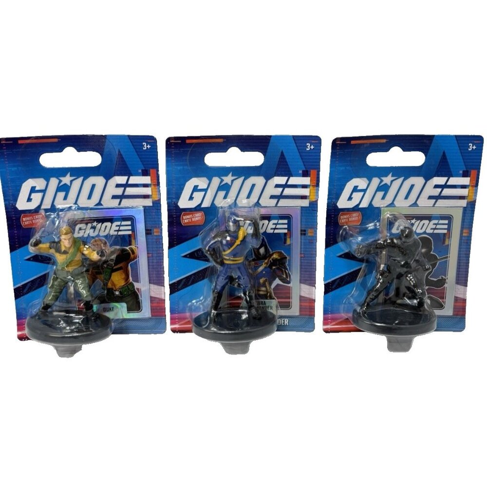 GI Joe Mini Figure Cake Toppers Duke, Cobra Commander & Snake Eyes w/ Card